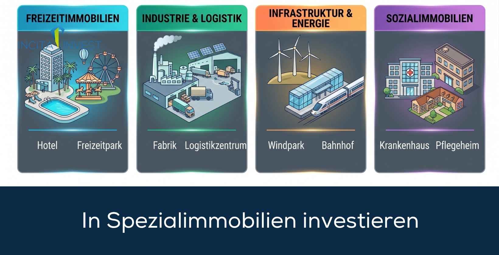 In Spezialimmobilien investieren, Grafik mit Beispielen