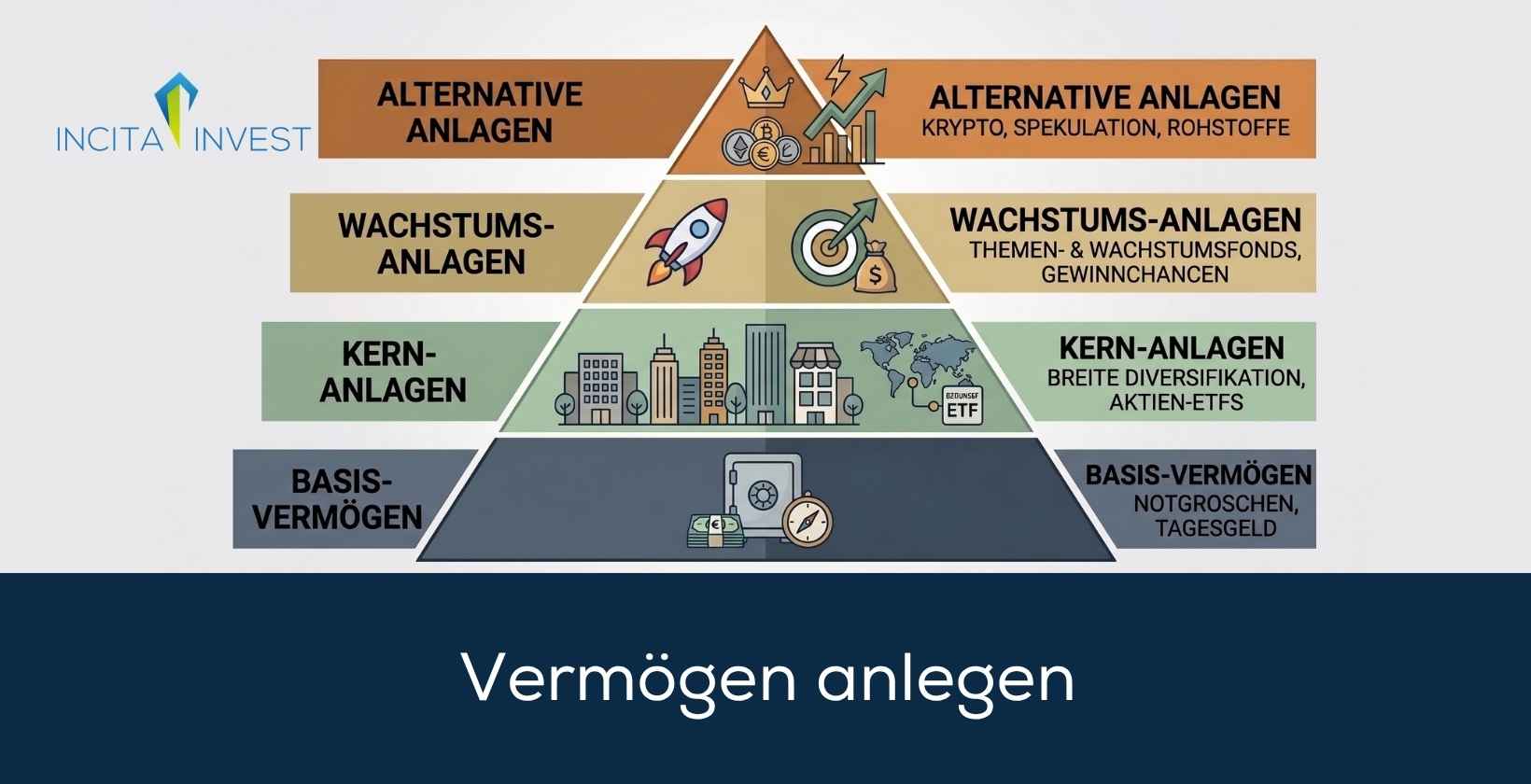 Vermögen anlegen, Grafik mit Vermögenspyramide